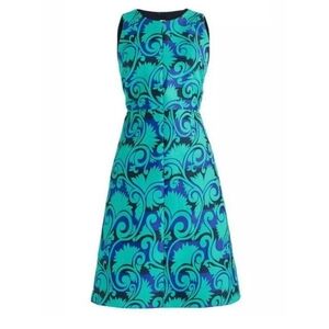 J. Crew Jacquard A Line Scroll Print Sleeveless Dress Size 2